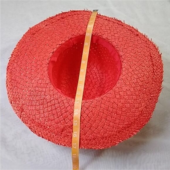 Stylish Coral Sun Hat with Purple Accent - Picture 2 of 4
